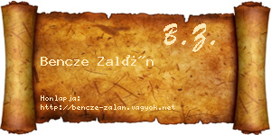 Bencze Zalán névjegykártya