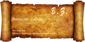 Bencze Zalán névjegykártya
